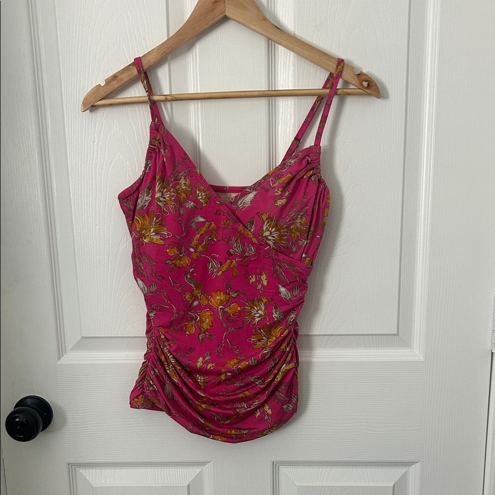 Garnet Hill Pink Floral Bikini Top